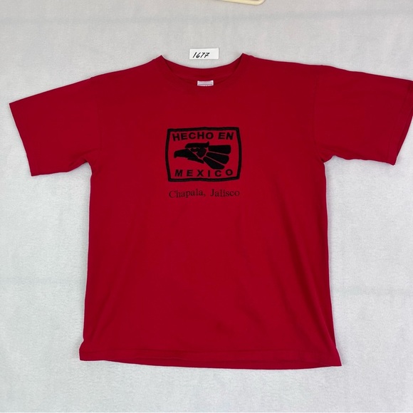LENG’S & BEACH RED T-SHIRT “ECHO EN MEXICO CHAPALA JALISCO’’ EMBROIDERED LOGO - Picture 1 of 10